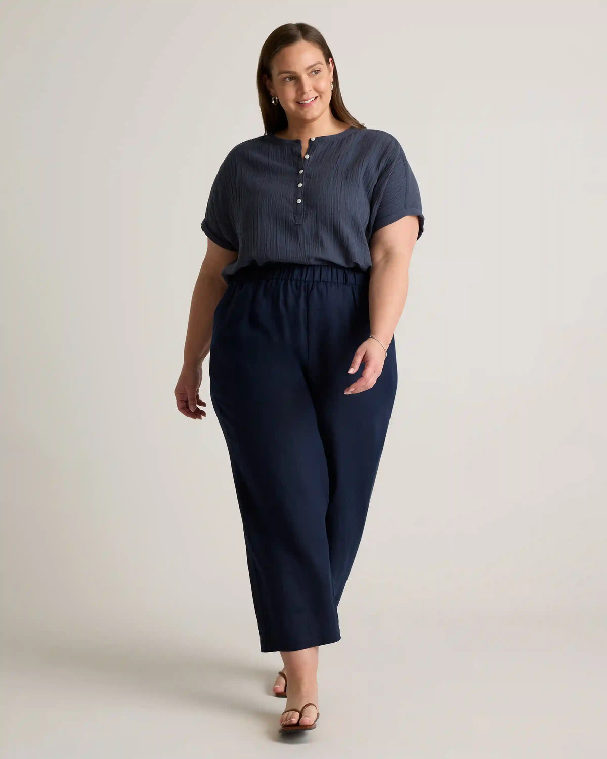 100% Organic Cotton Gauze Roll Sleeve Shirt