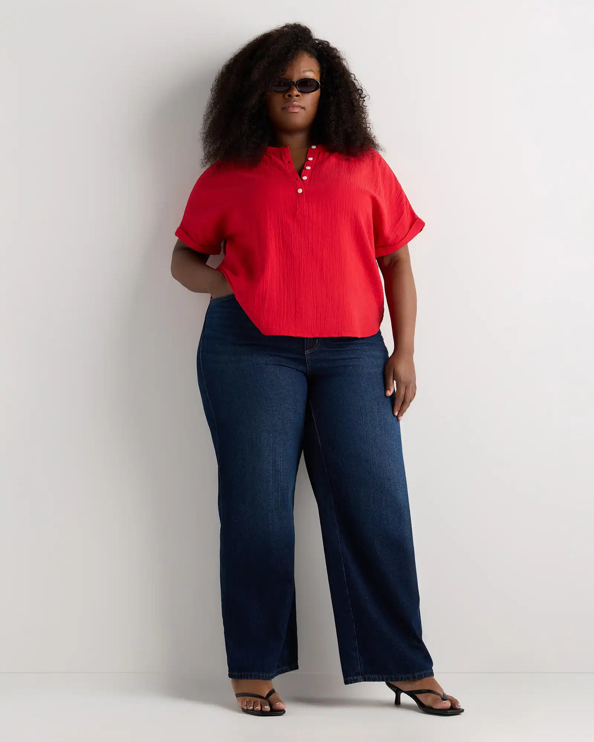 100% Organic Cotton Gauze Roll Sleeve Shirt