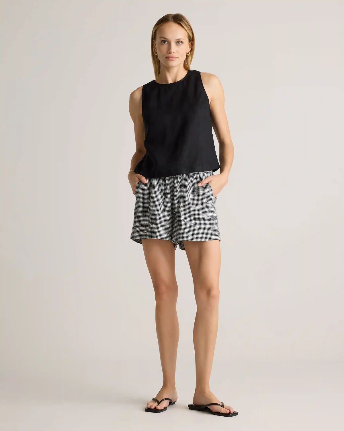 100% European Linen Cropped Tank