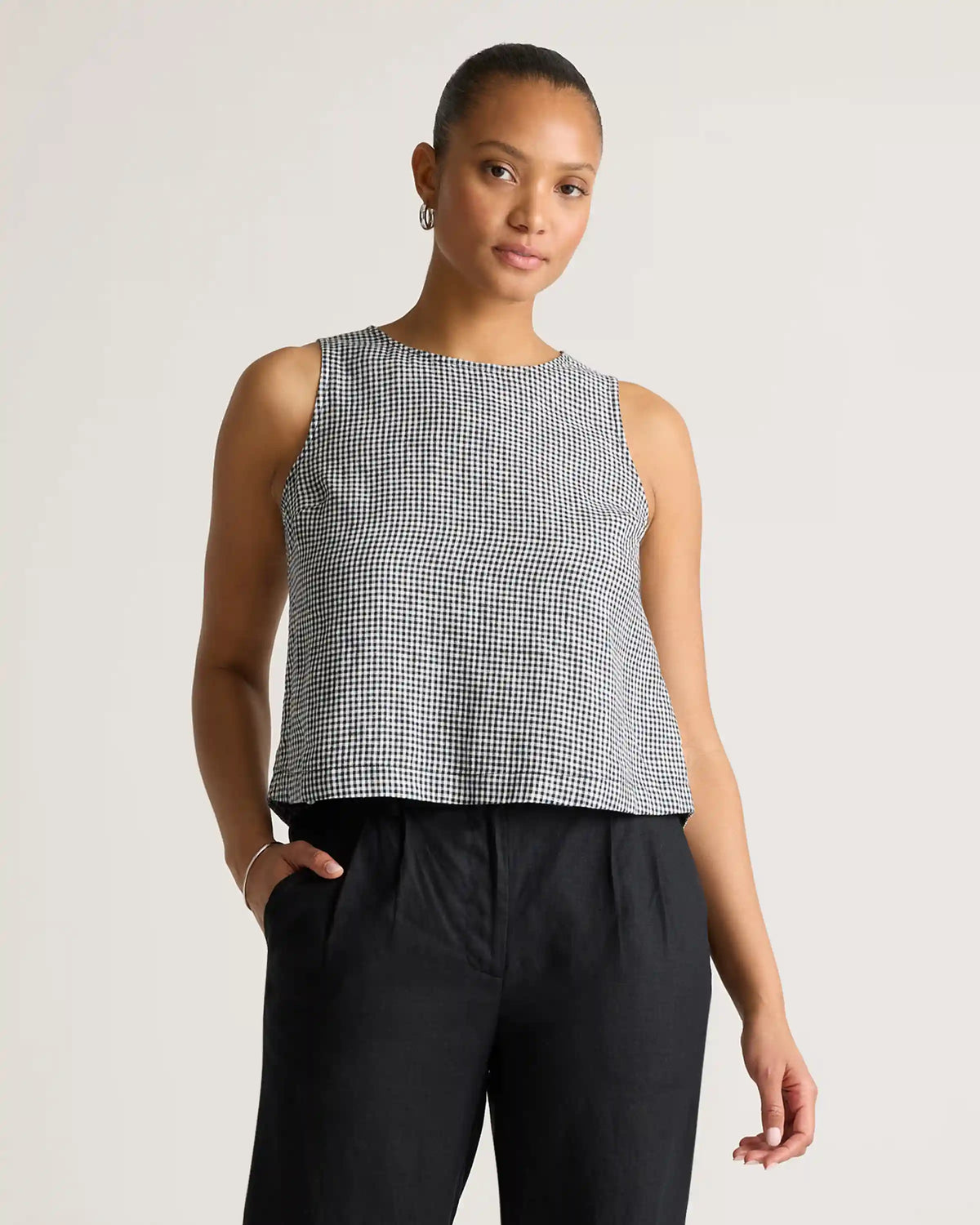 100% European Linen Cropped Tank