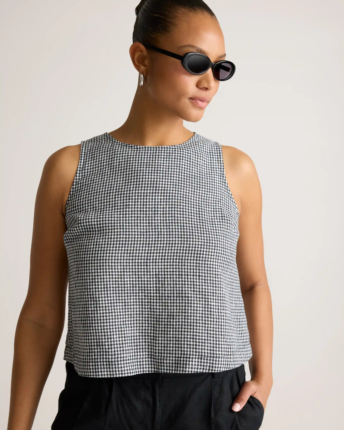 100% European Linen Cropped Tank