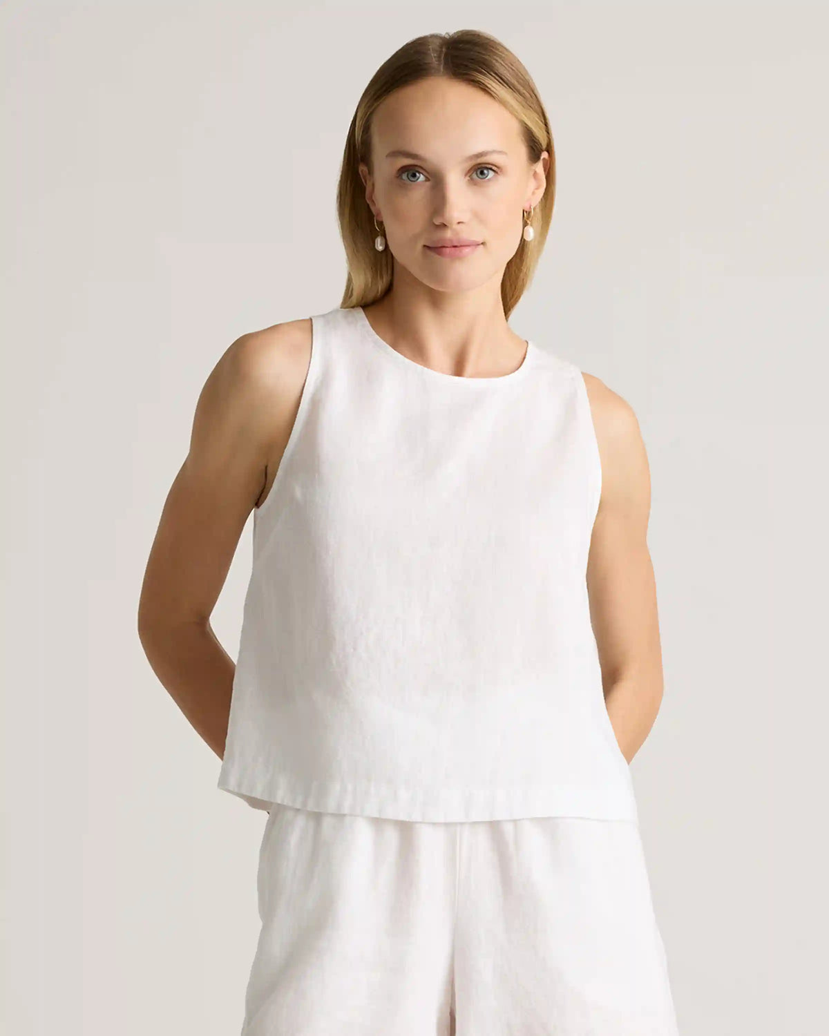 100% European Linen Cropped Tank