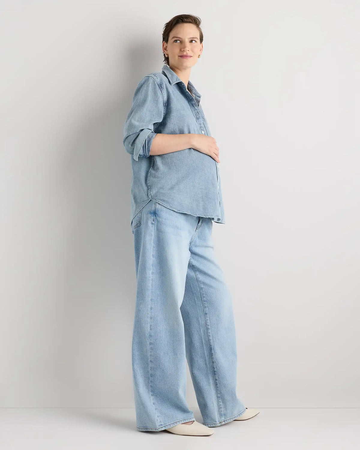 Oversized Denim Maternity Shirt