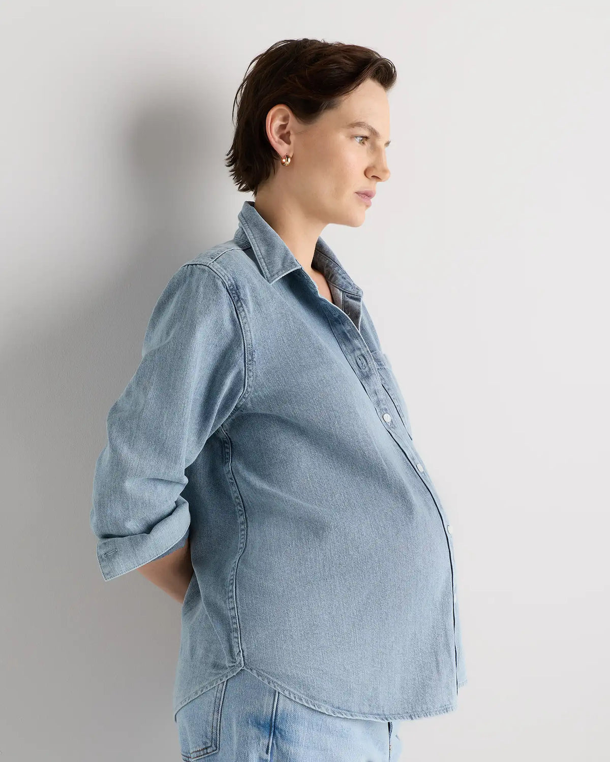Oversized Denim Maternity Shirt