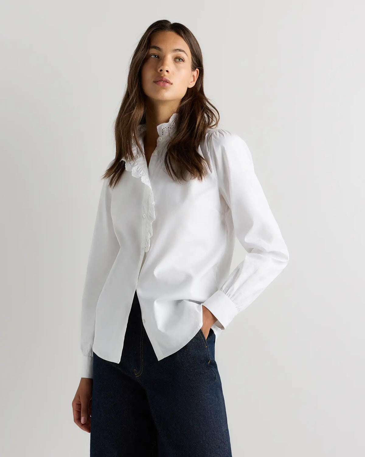 100% Organic Cotton Lace Ruffle Blouse