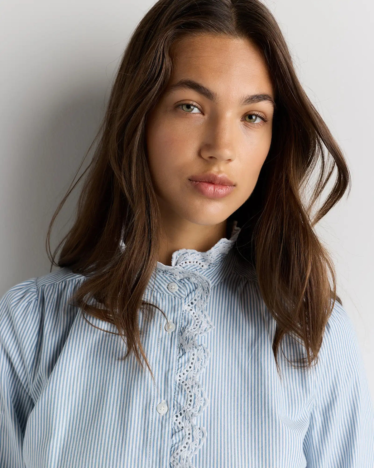 100% Organic Cotton Lace Ruffle Blouse