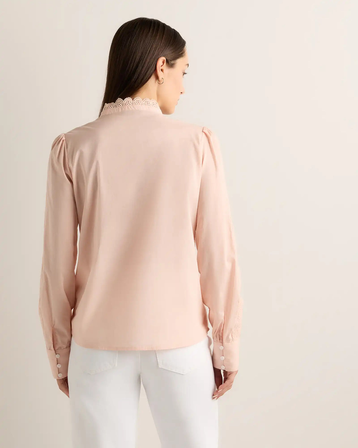 Organic Cotton Voile Lace Detail Blouse