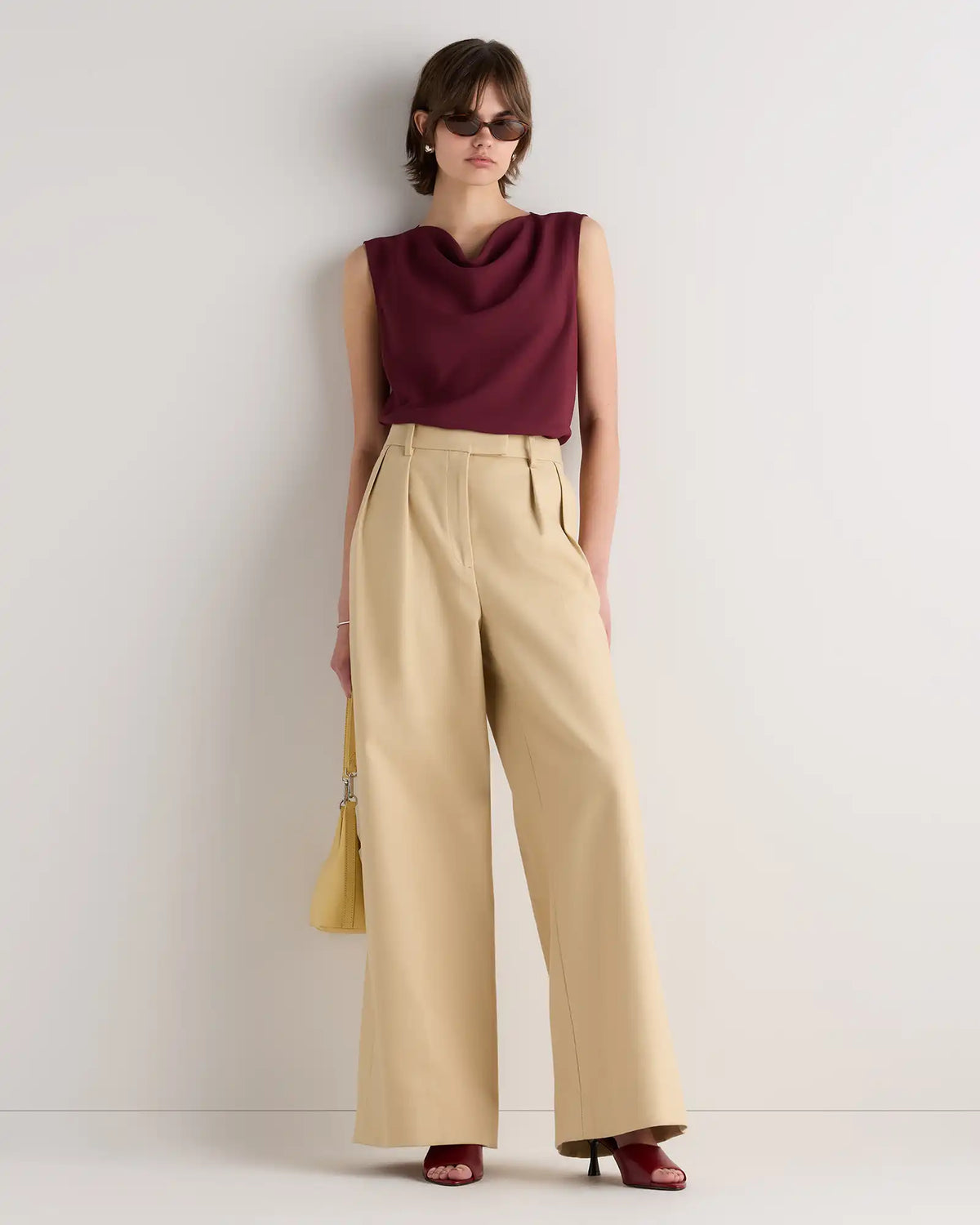 Draped Matte Cowl Neck Tank