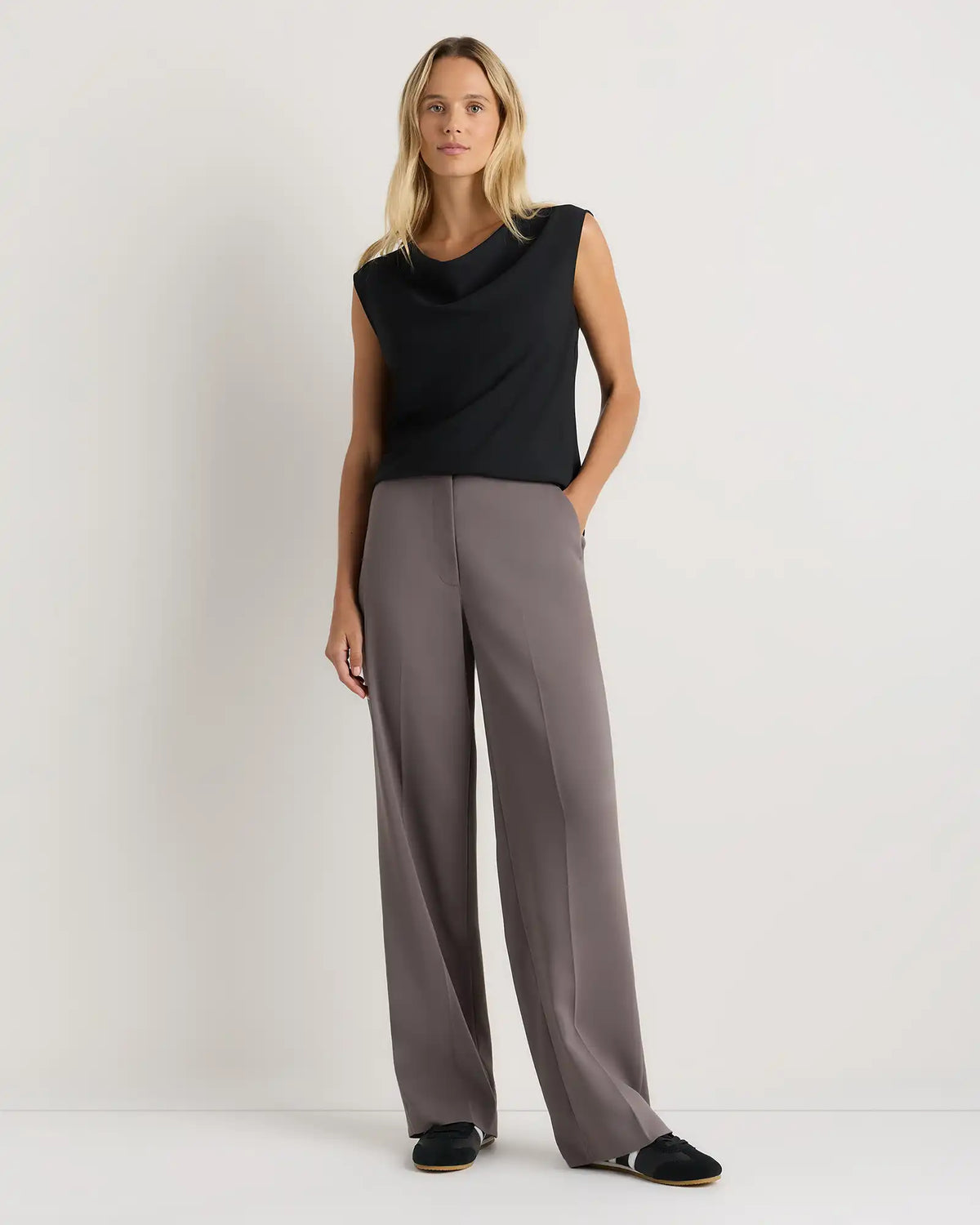 Draped Matte Cowl Neck Tank