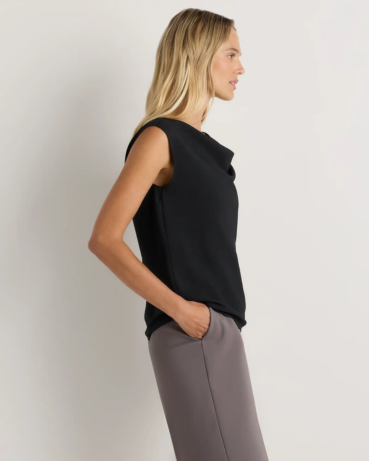 Draped Matte Cowl Neck Tank
