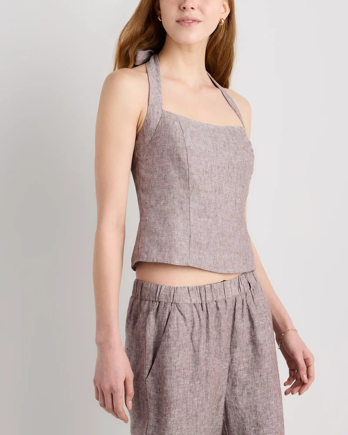 100% European Linen Halter Top