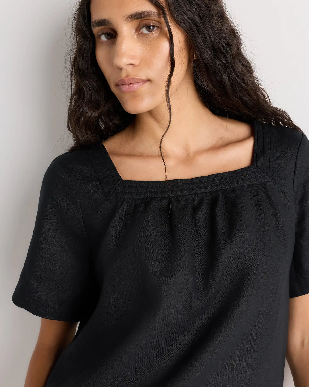 100% European Linen Square Neck Swing Top