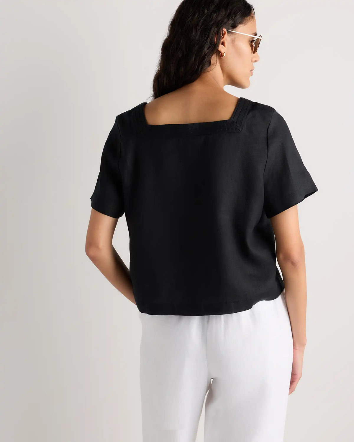 100% European Linen Square Neck Swing Top