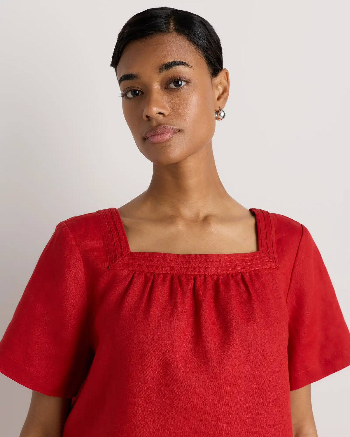 100% European Linen Square Neck Swing Top