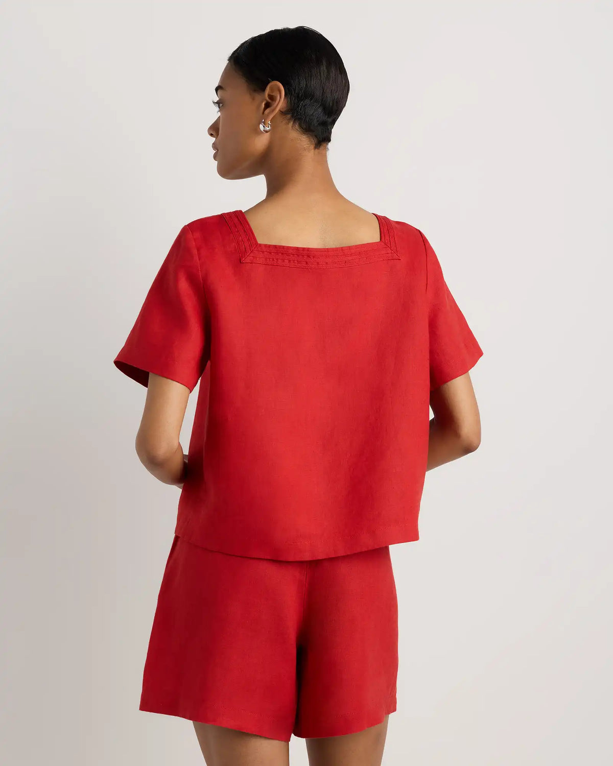 100% European Linen Square Neck Swing Top