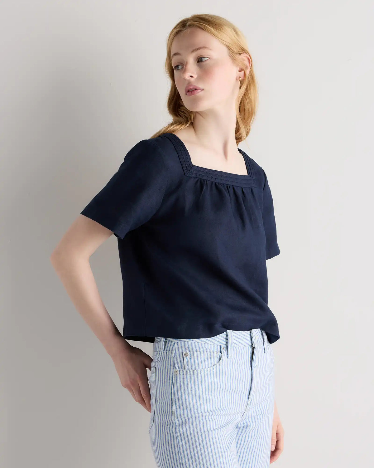 100% European Linen Square Neck Swing Top