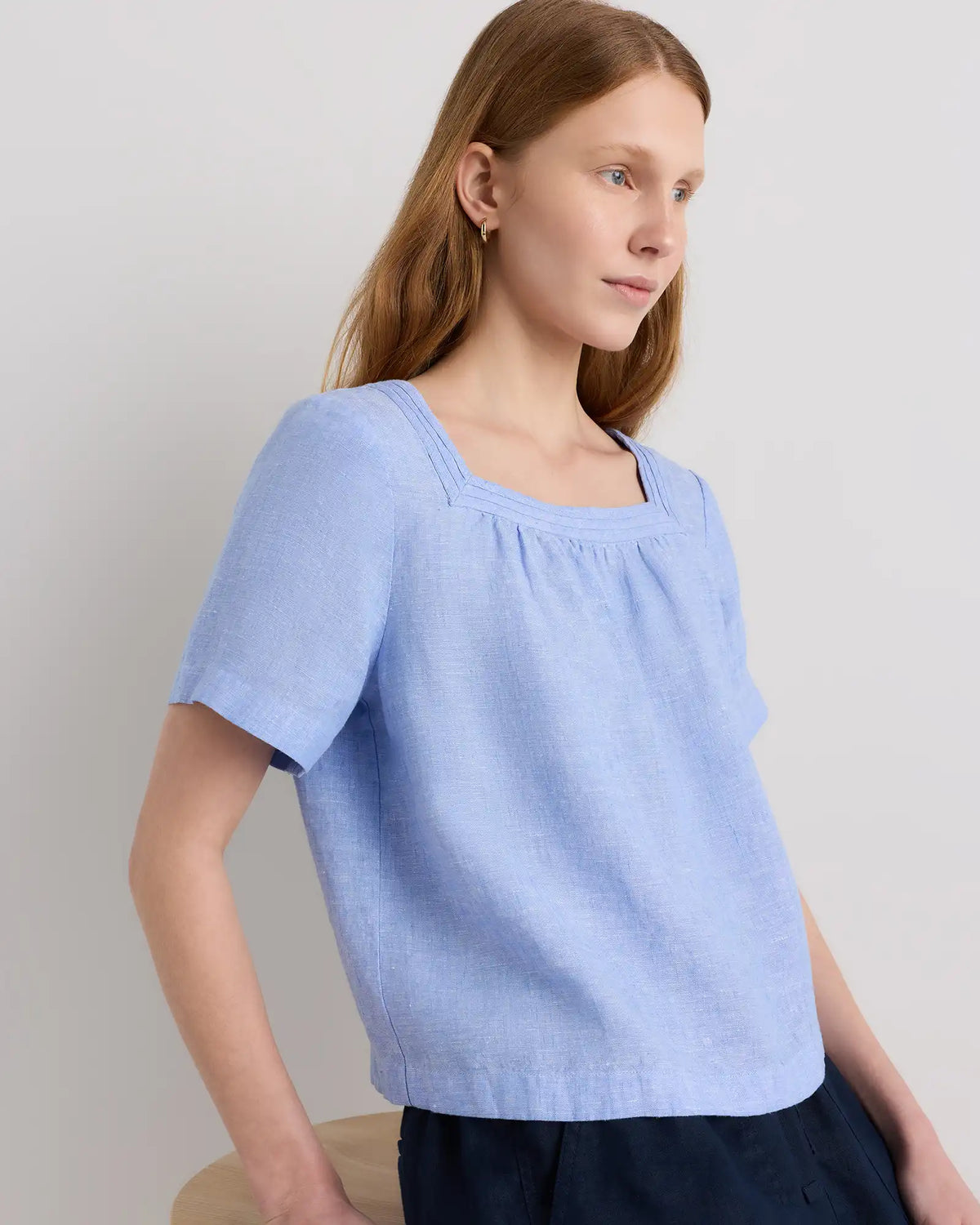 100% European Linen Square Neck Swing Top