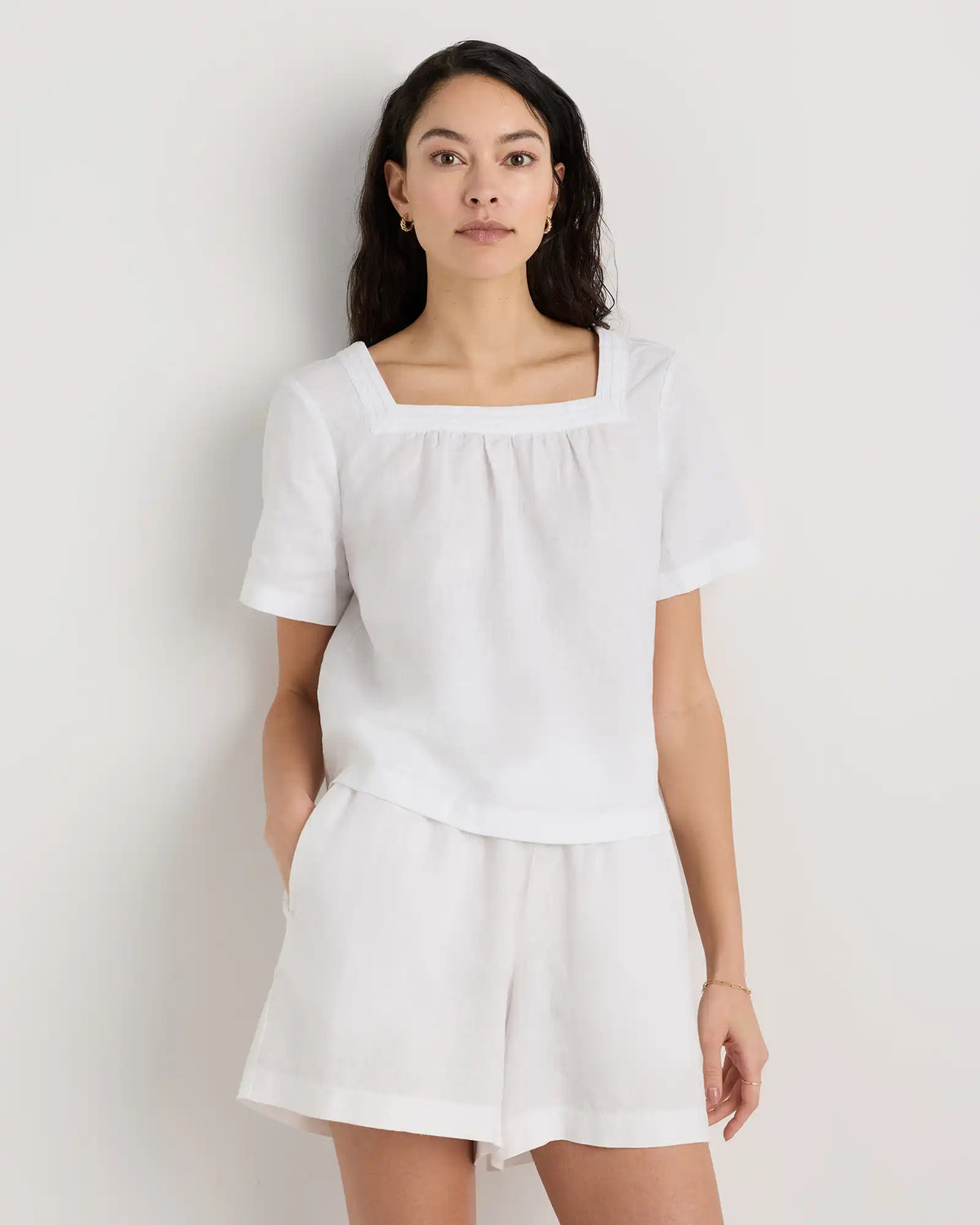 100% European Linen Square Neck Swing Top