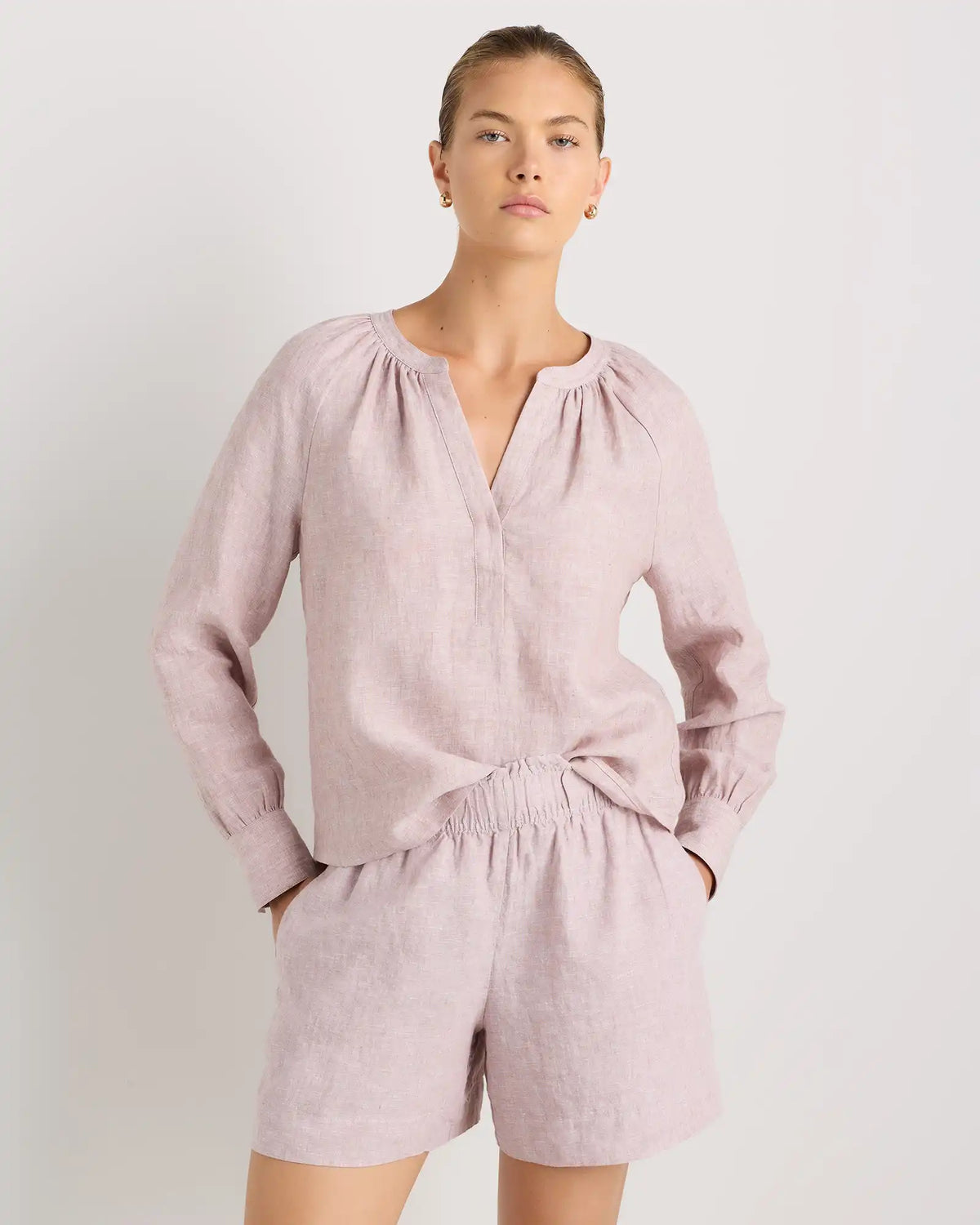 100% European Linen Peasant Top