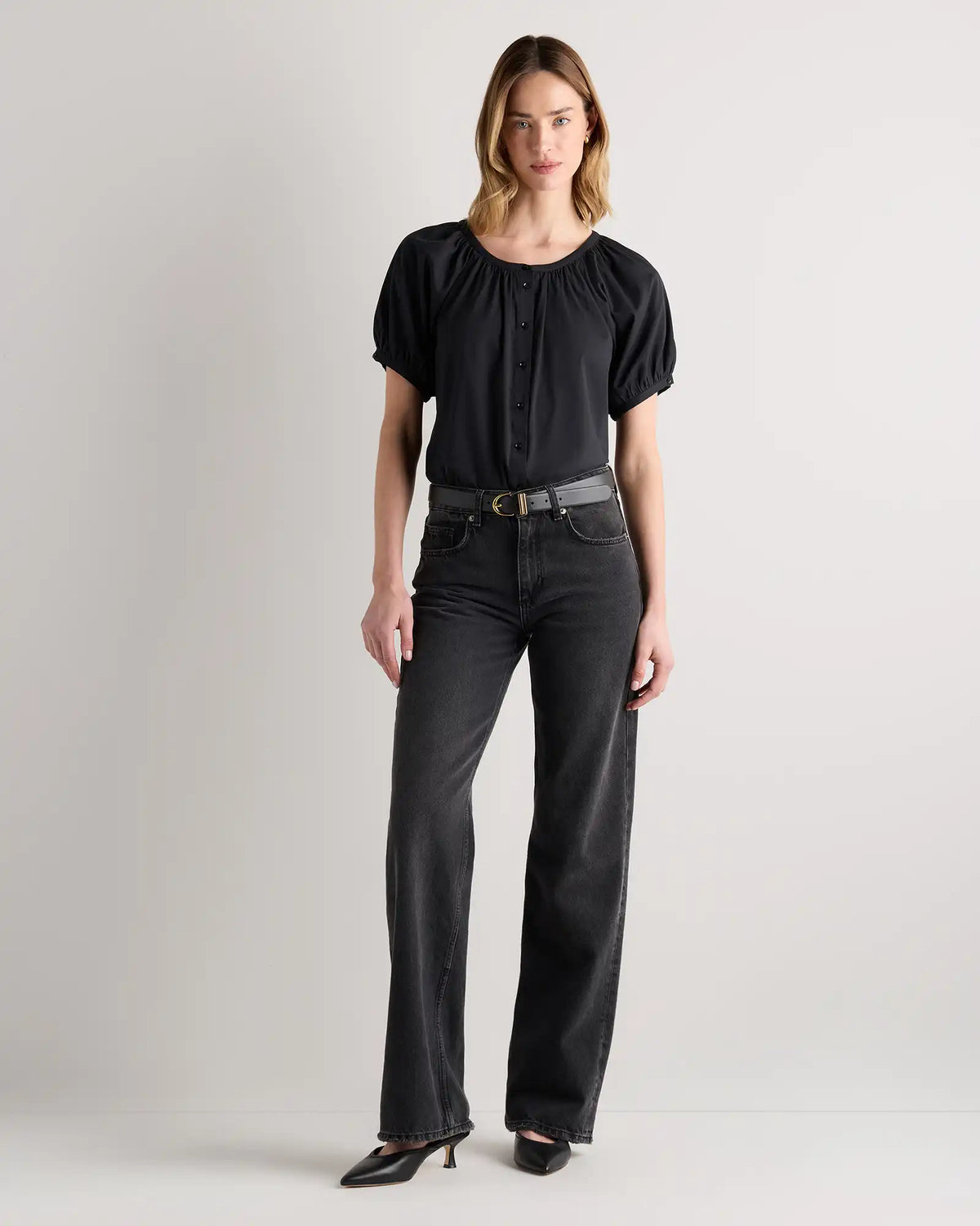 Cotton Viscose Voile Raglan Short Sleeve Blouse