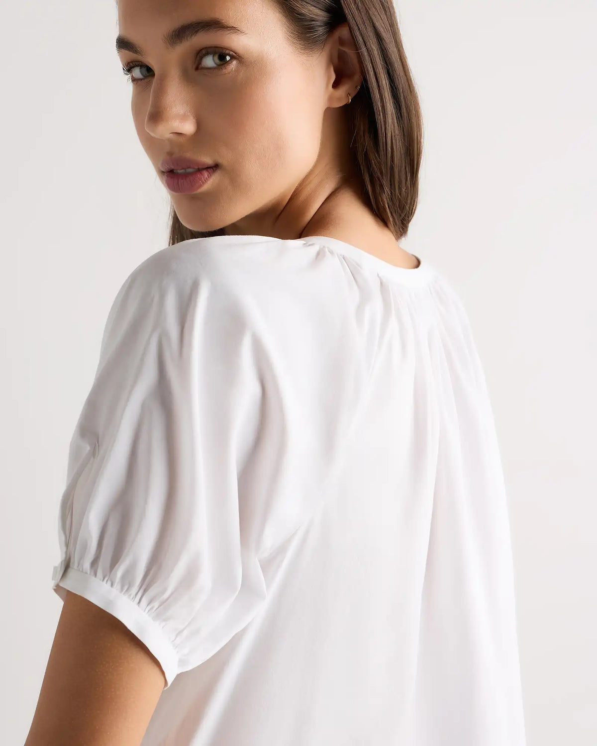 Cotton Viscose Voile Raglan Short Sleeve Blouse