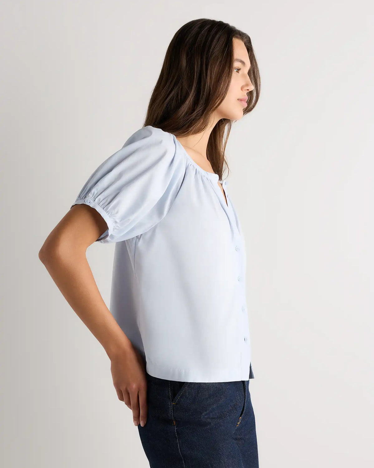 Cotton Viscose Voile Raglan Short Sleeve Blouse