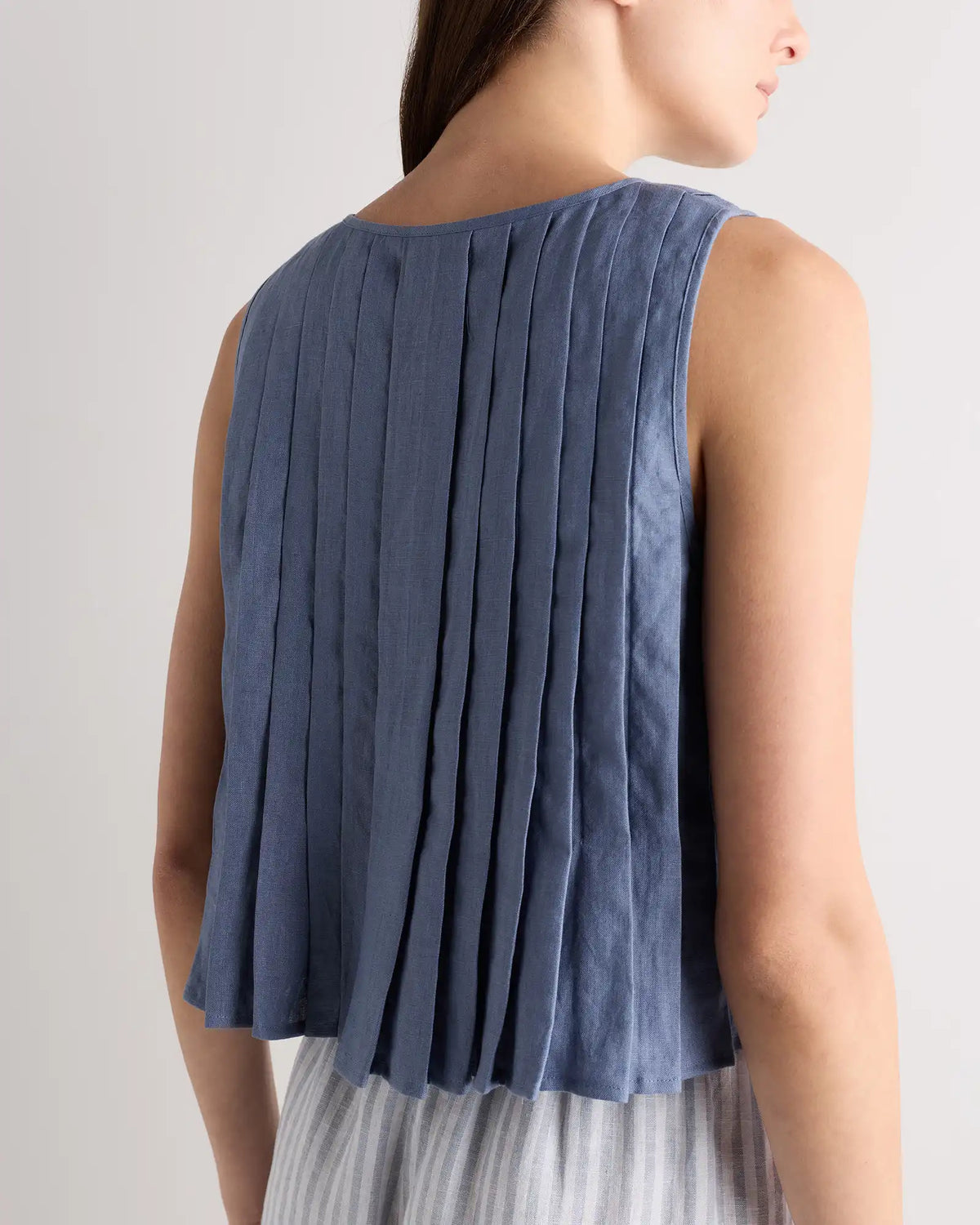 100% European Linen Pleated Tank