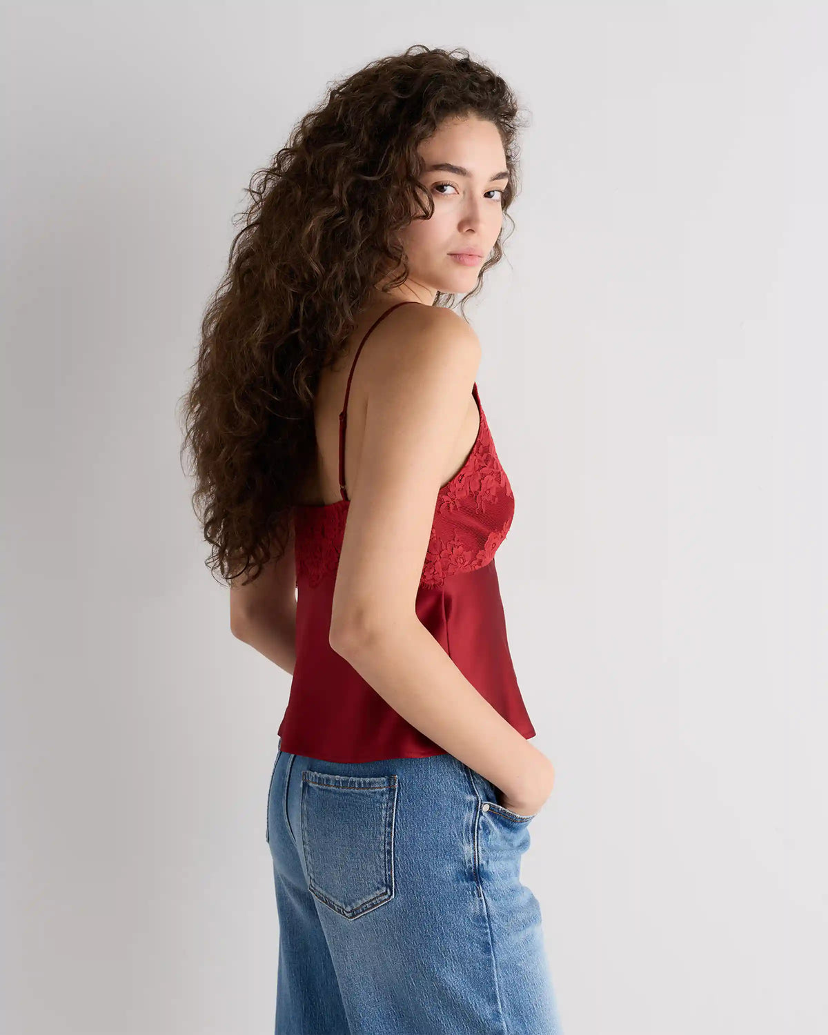 100% Washable Silk Lace Cutout Cami