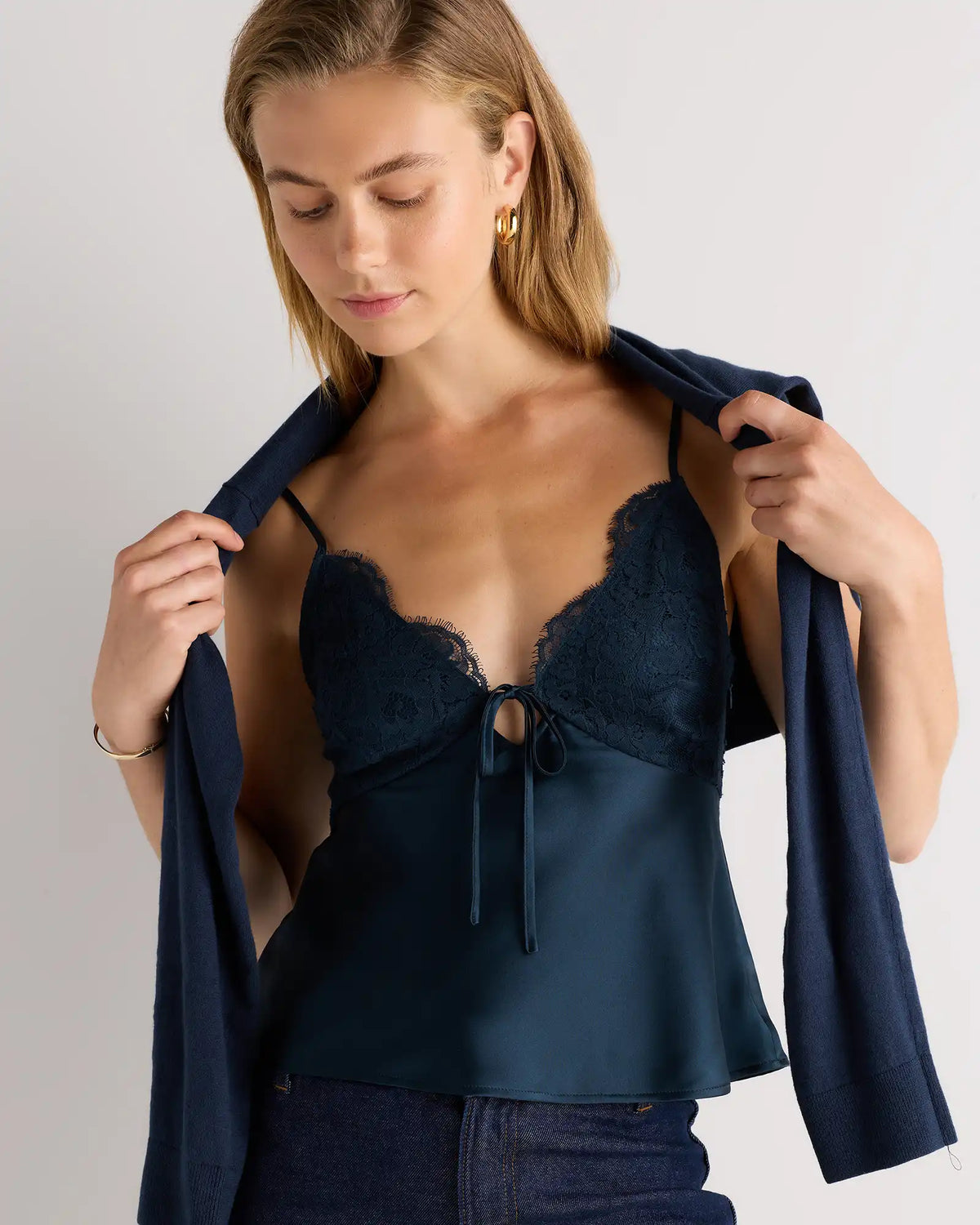100% Washable Silk Lace Cutout Cami