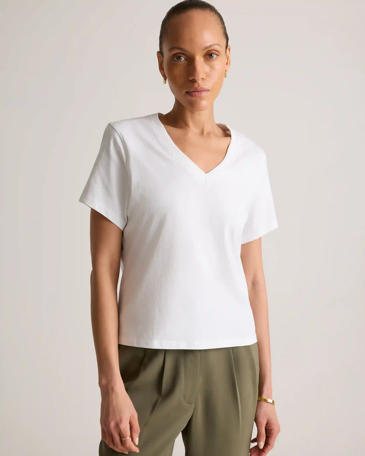 100% Organic Cotton Boxy V-Neck Tee