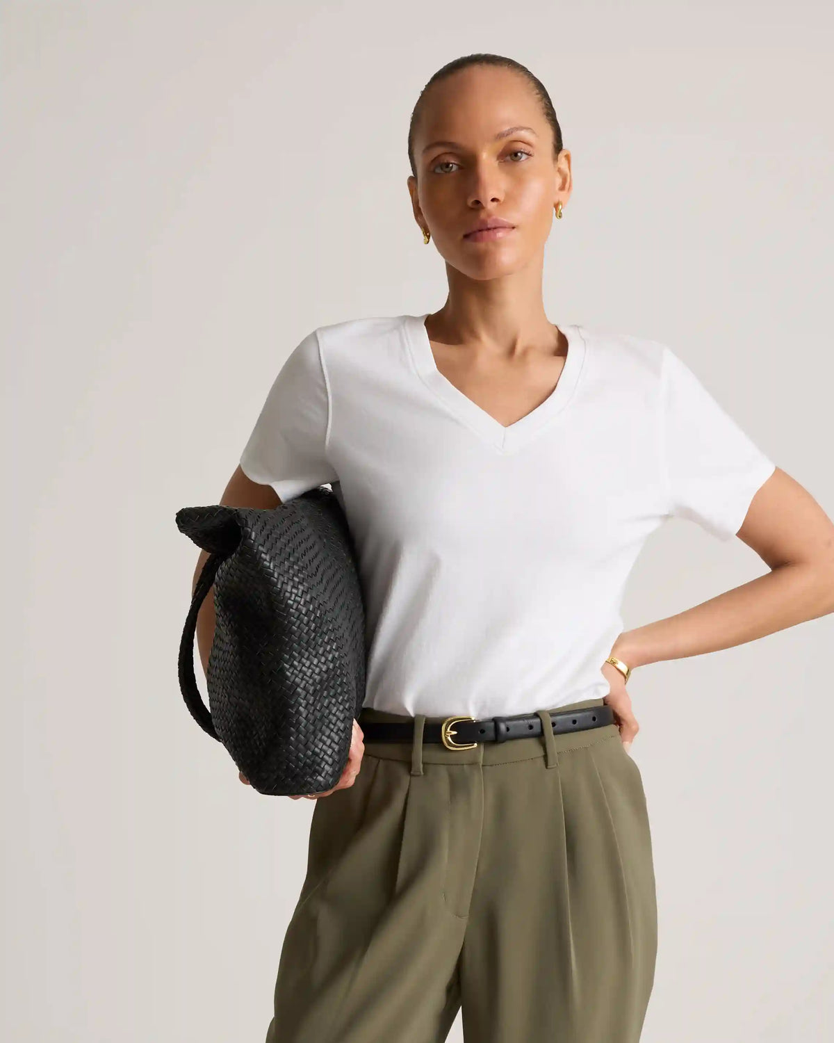 100% Organic Cotton Boxy V-Neck Tee