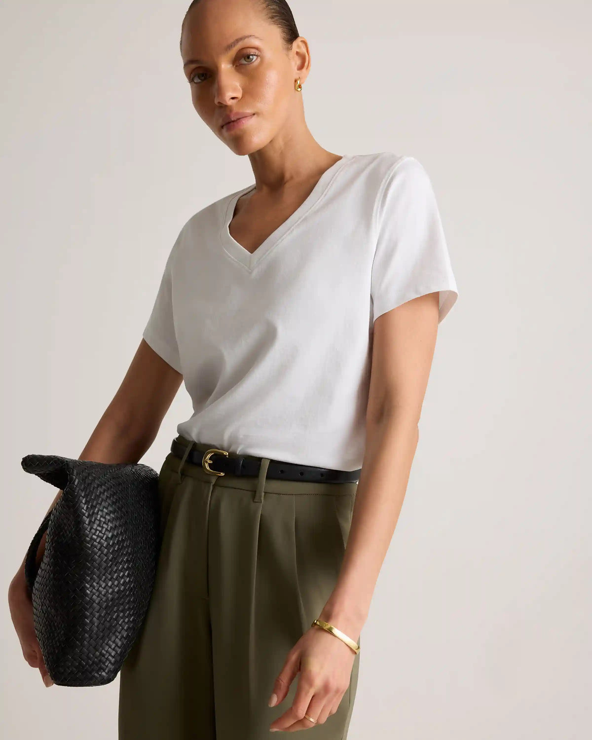 100% Organic Cotton Boxy V-Neck Tee