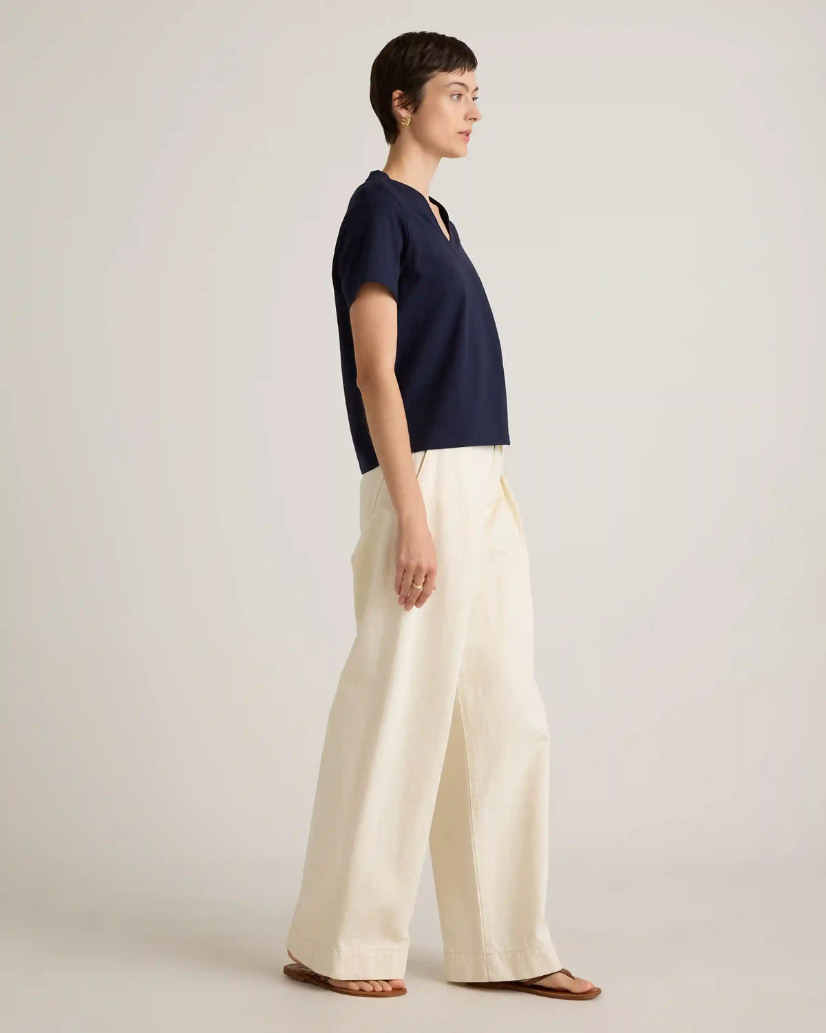 100% Organic Cotton Boxy V-Neck Tee