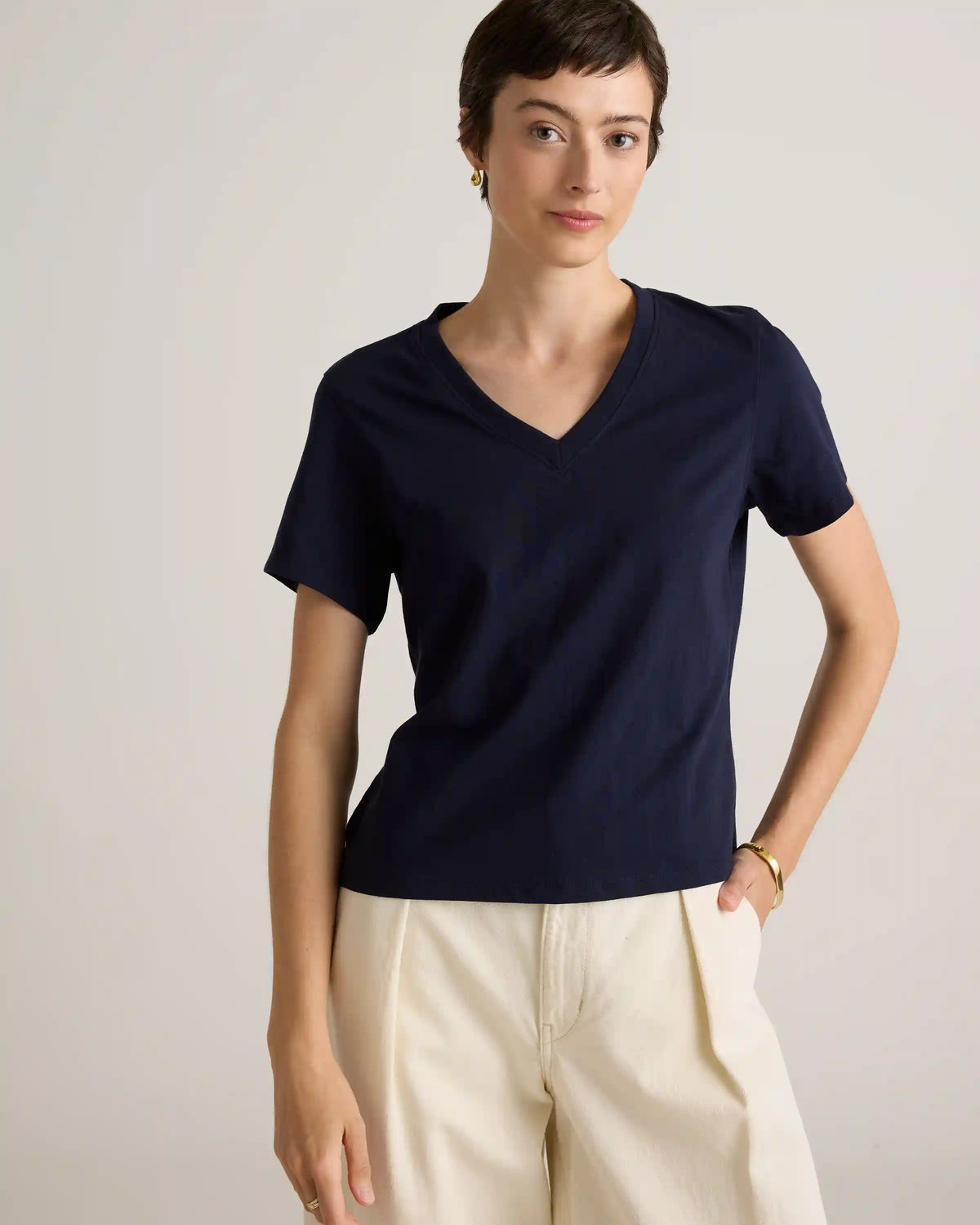 100% Organic Cotton Boxy V-Neck Tee