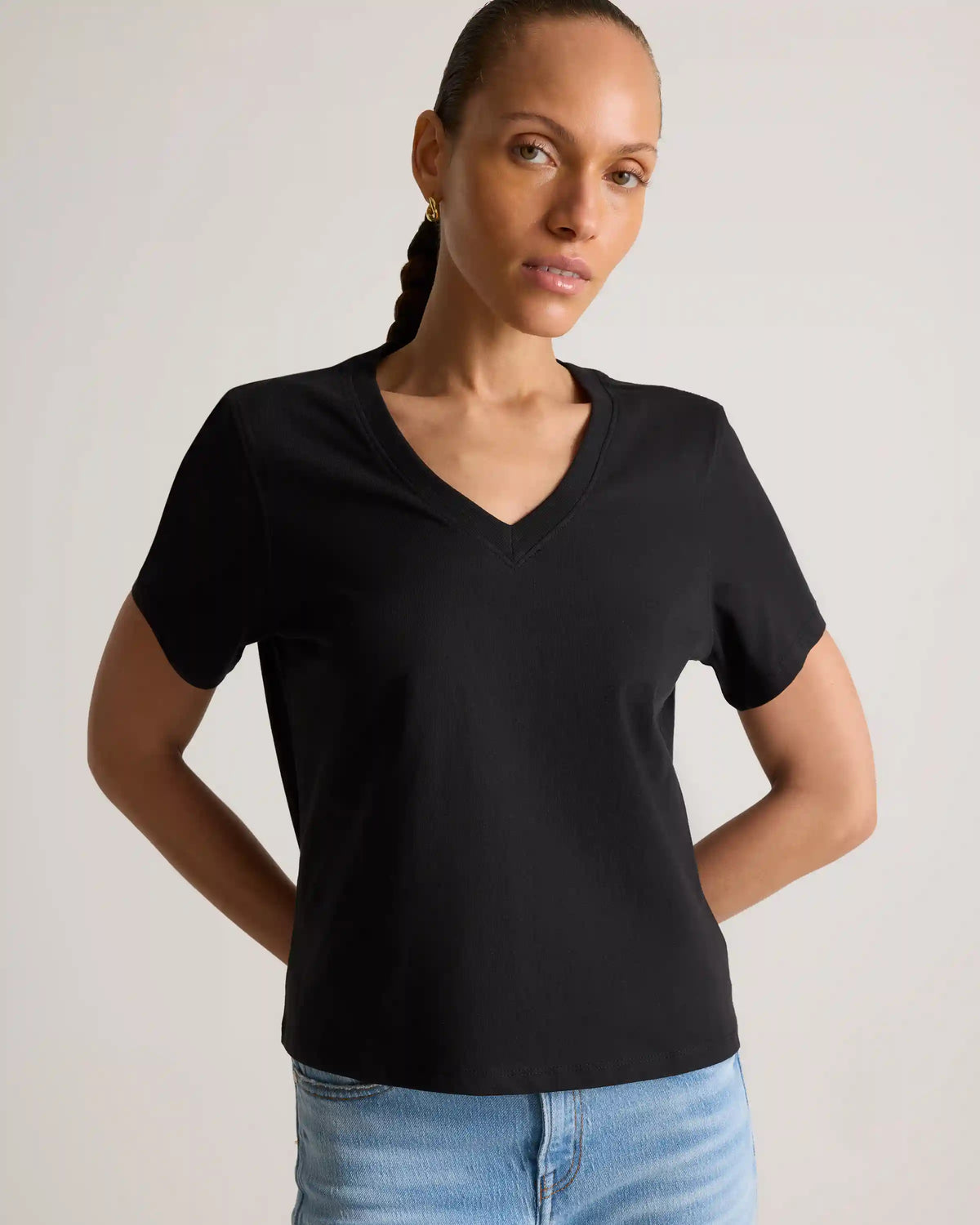 100% Organic Cotton Boxy V-Neck Tee