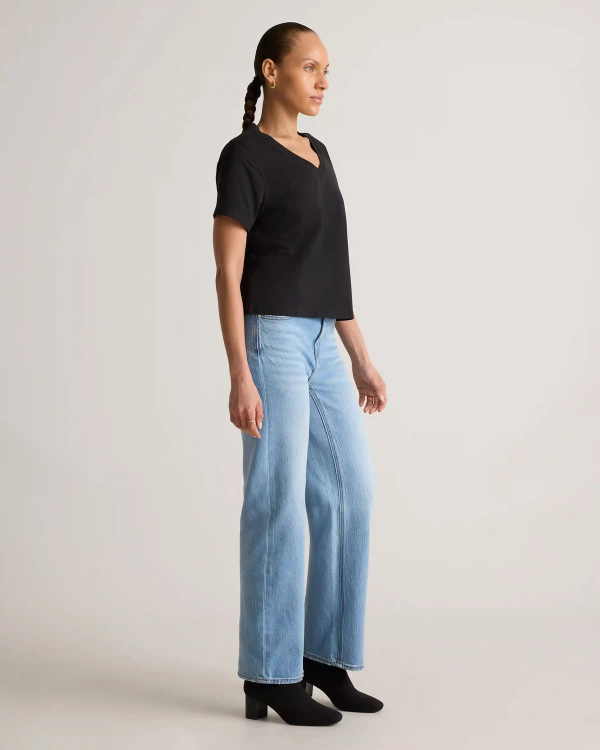 100% Organic Cotton Boxy V-Neck Tee