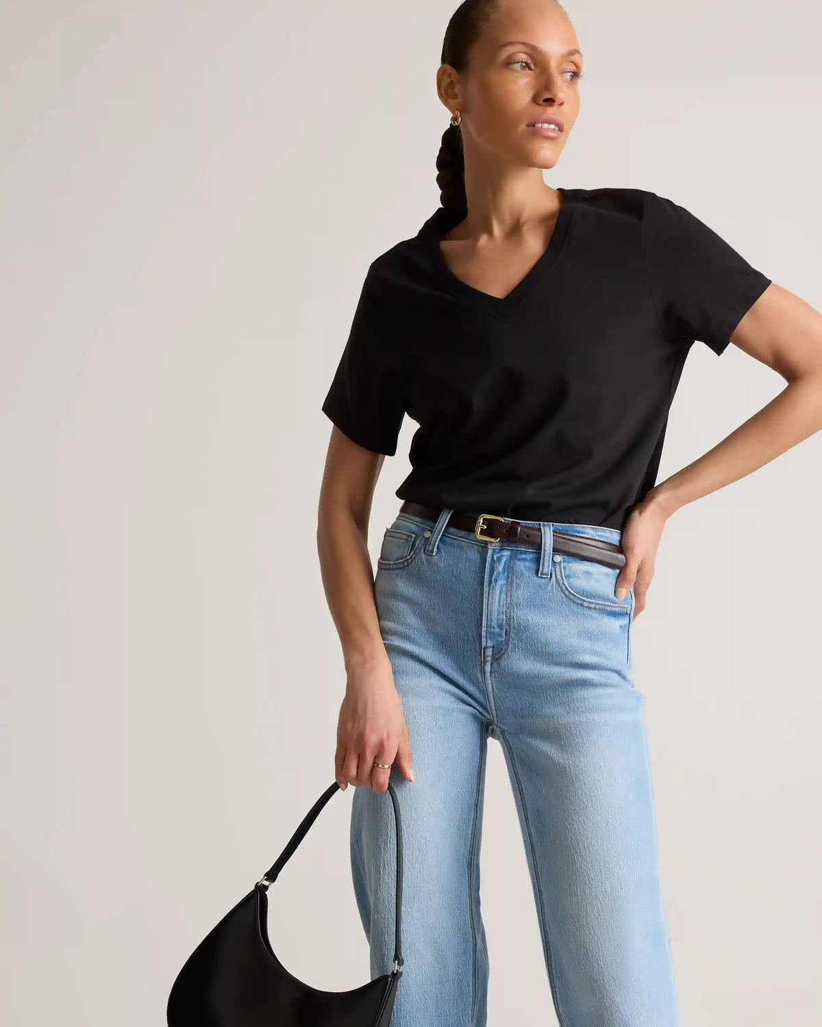 100% Organic Cotton Boxy V-Neck Tee