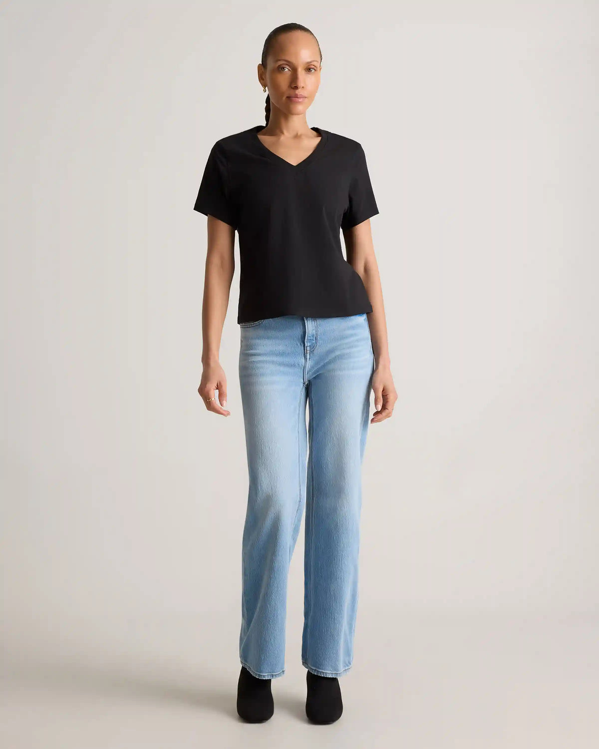 100% Organic Cotton Boxy V-Neck Tee
