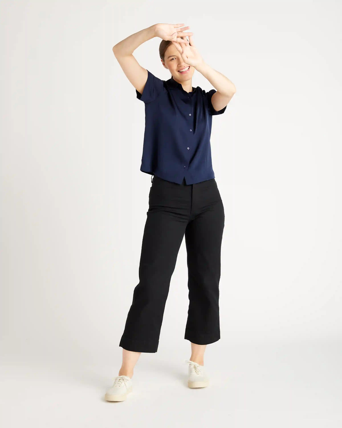 Washable Stretch Silk Short Sleeve Blouse