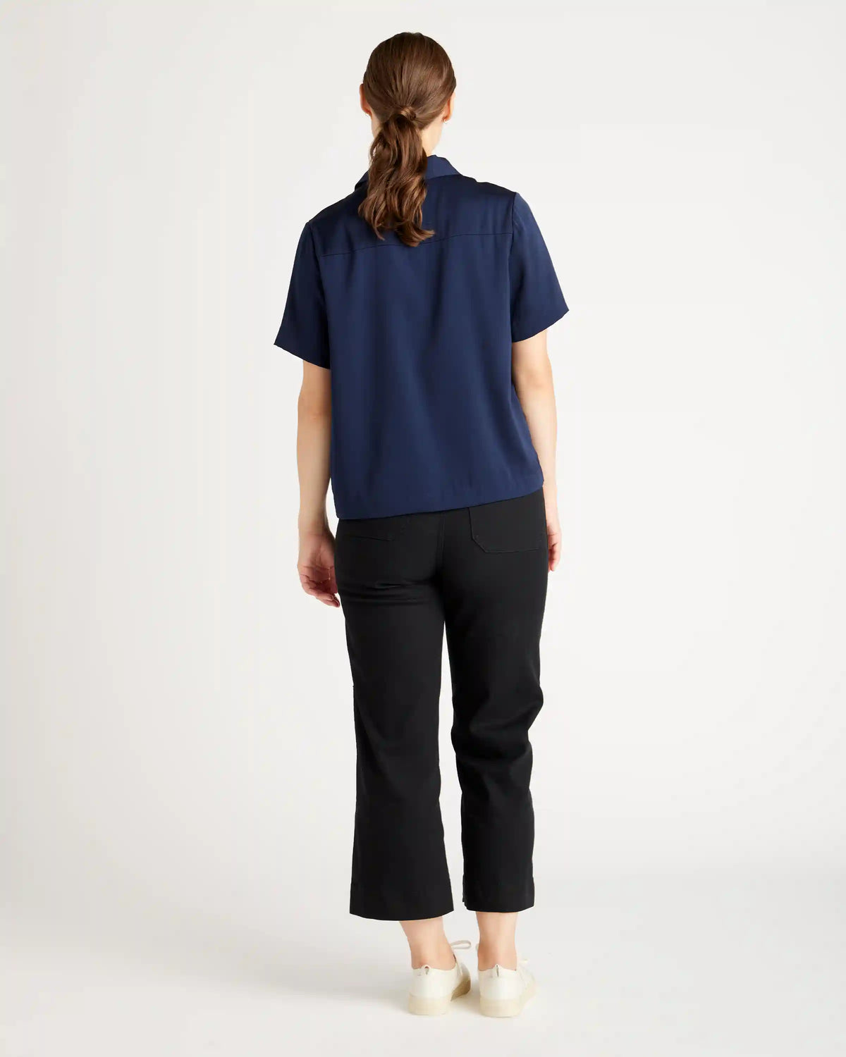 Washable Stretch Silk Short Sleeve Blouse