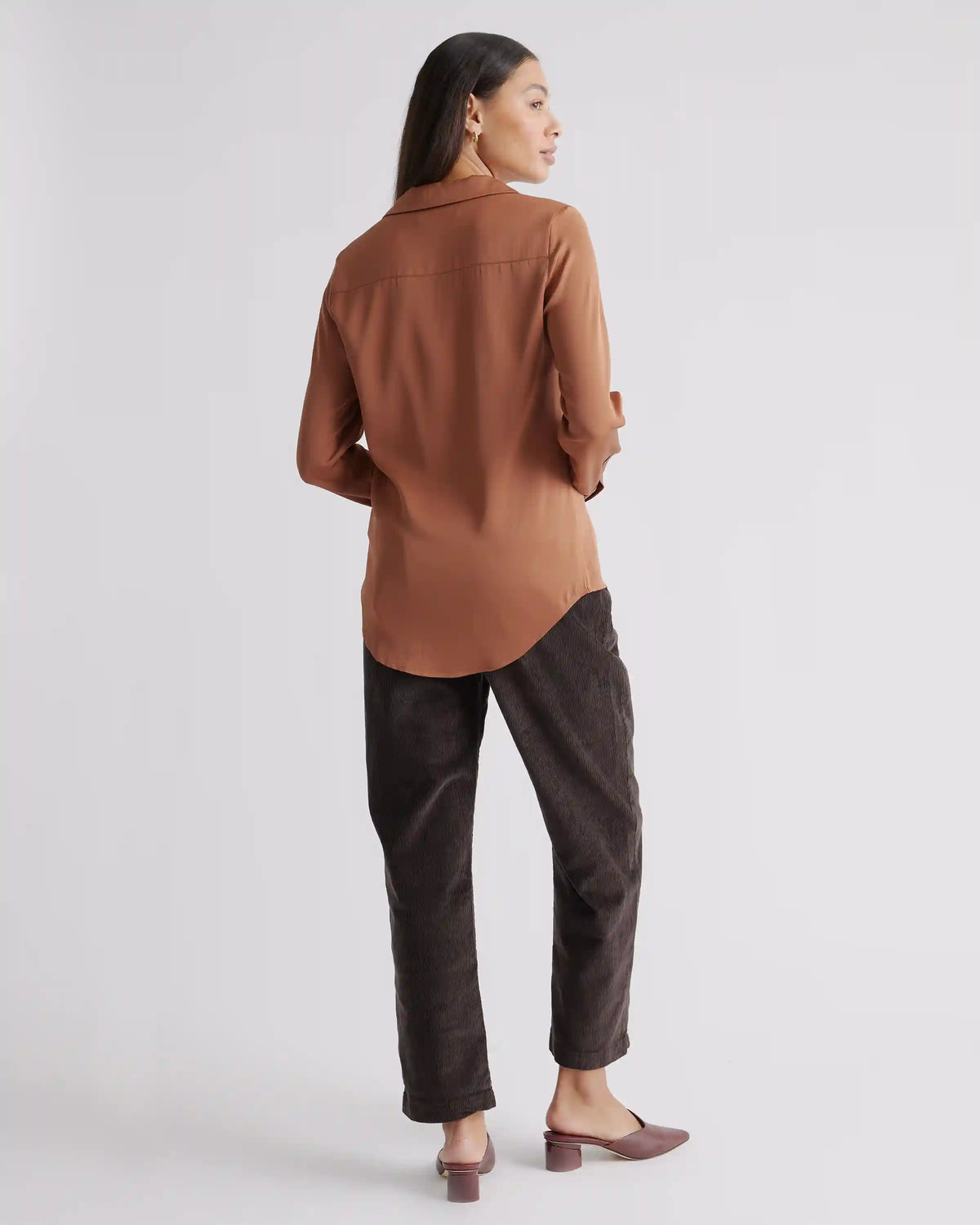 Washable Stretch Silk Notch Collar Blouse