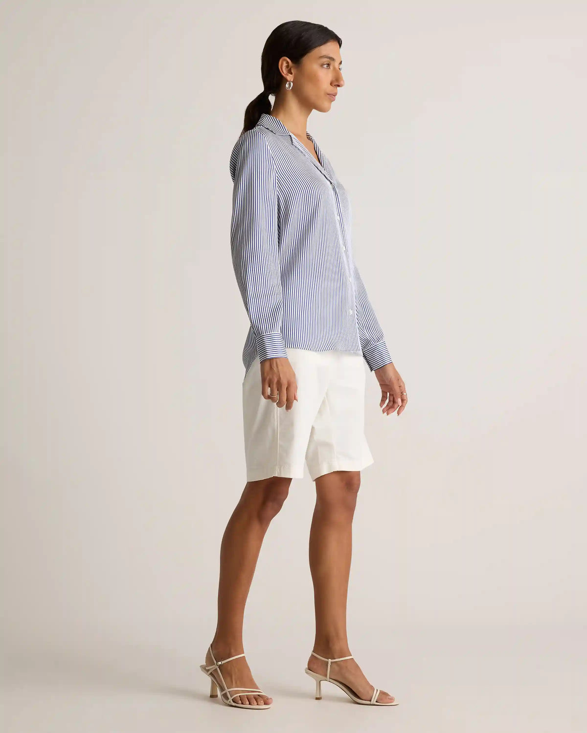 Washable Stretch Silk Notch Collar Blouse