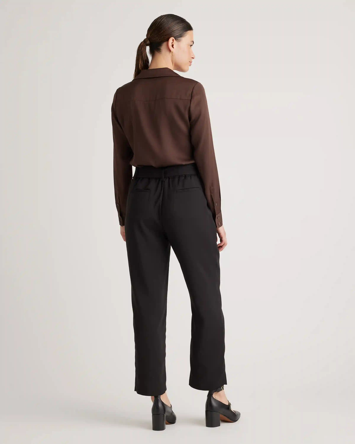 Washable Stretch Silk Notch Collar Blouse