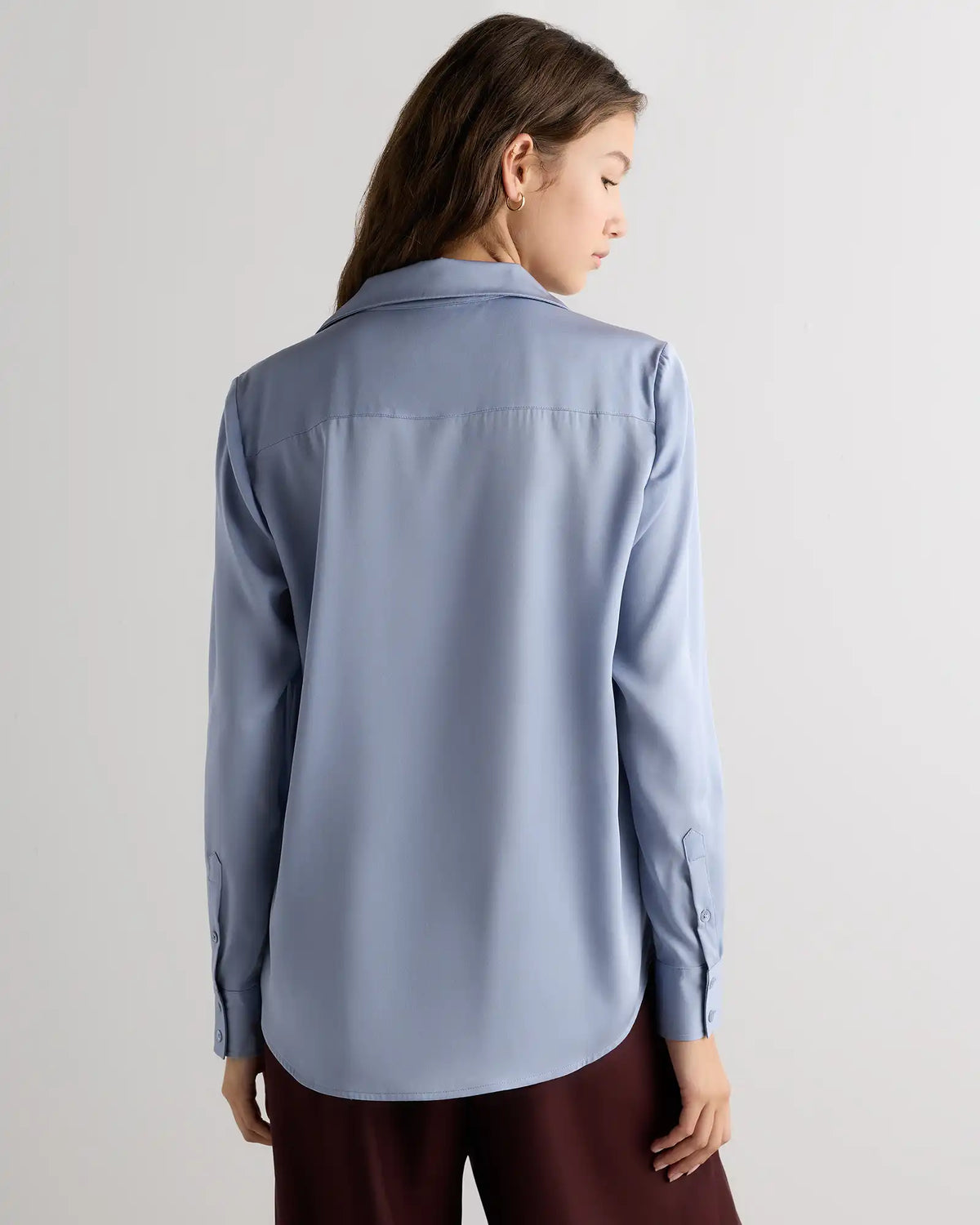 Washable Stretch Silk Notch Collar Blouse