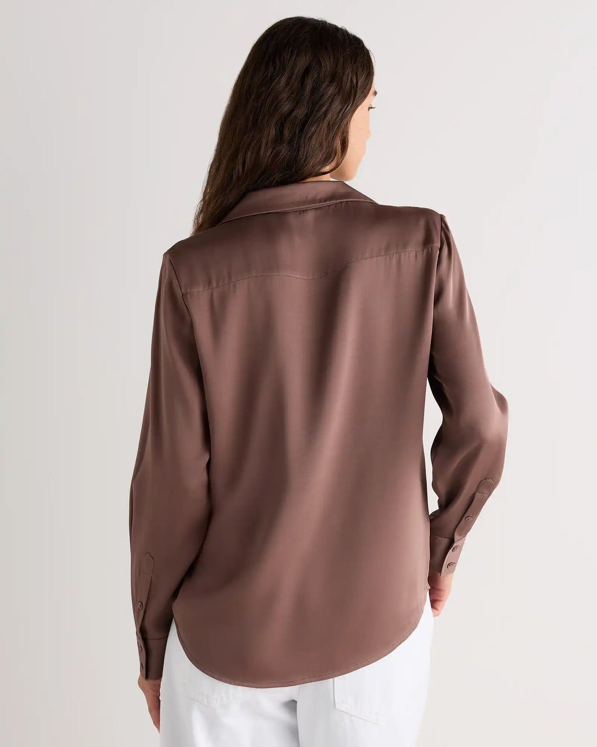 Washable Stretch Silk Notch Collar Blouse