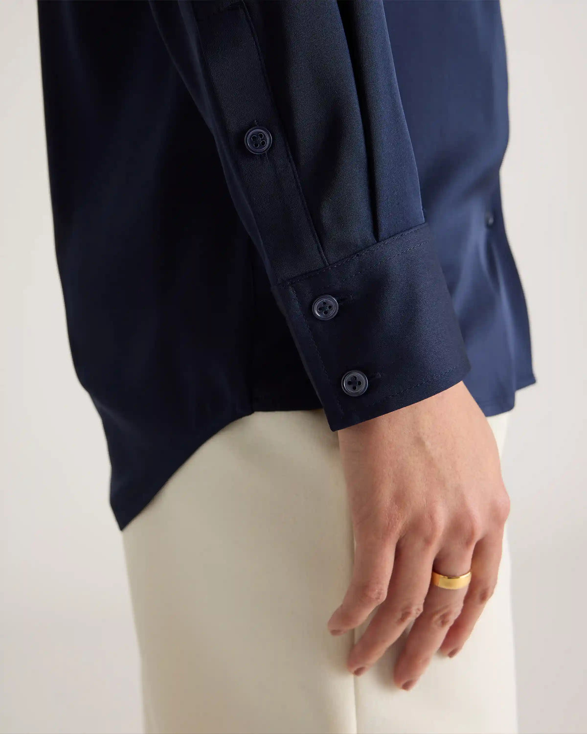 Washable Stretch Silk Notch Collar Blouse