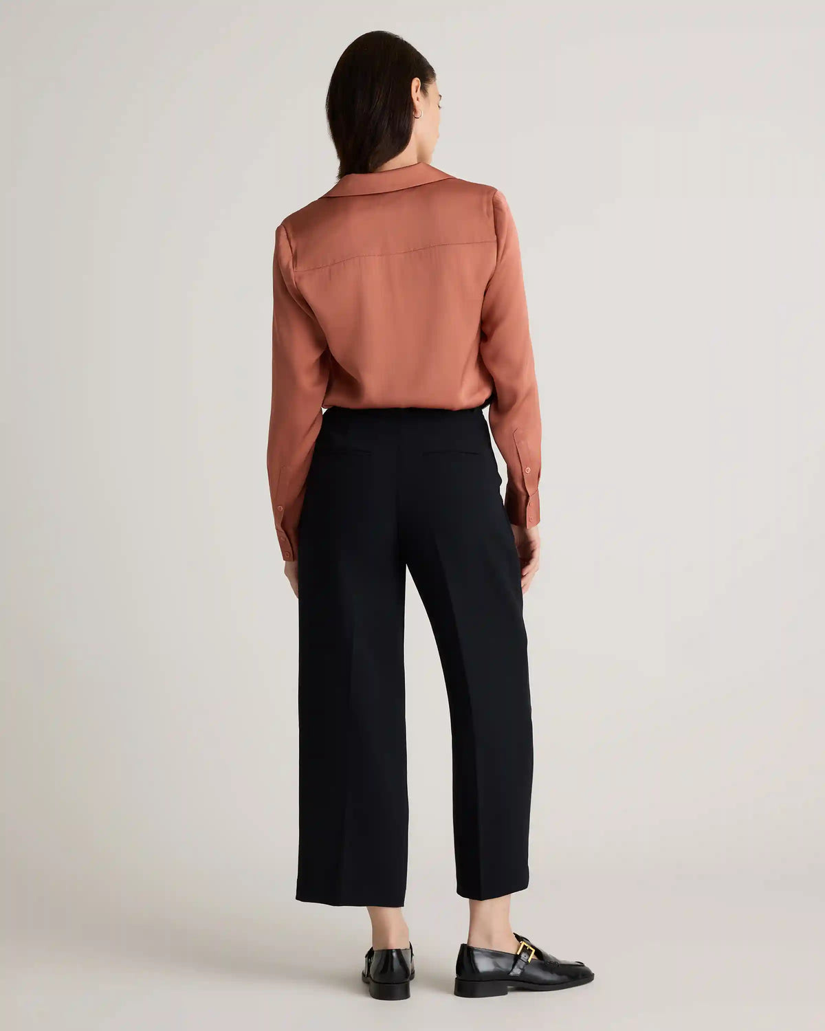 Washable Stretch Silk Notch Collar Blouse