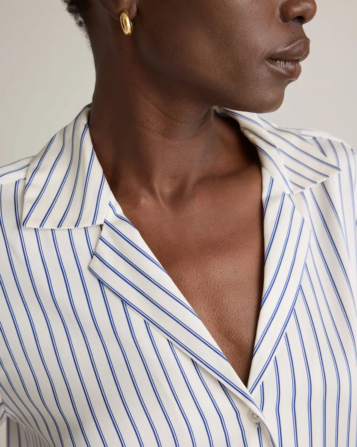Washable Stretch Silk Notch Collar Blouse