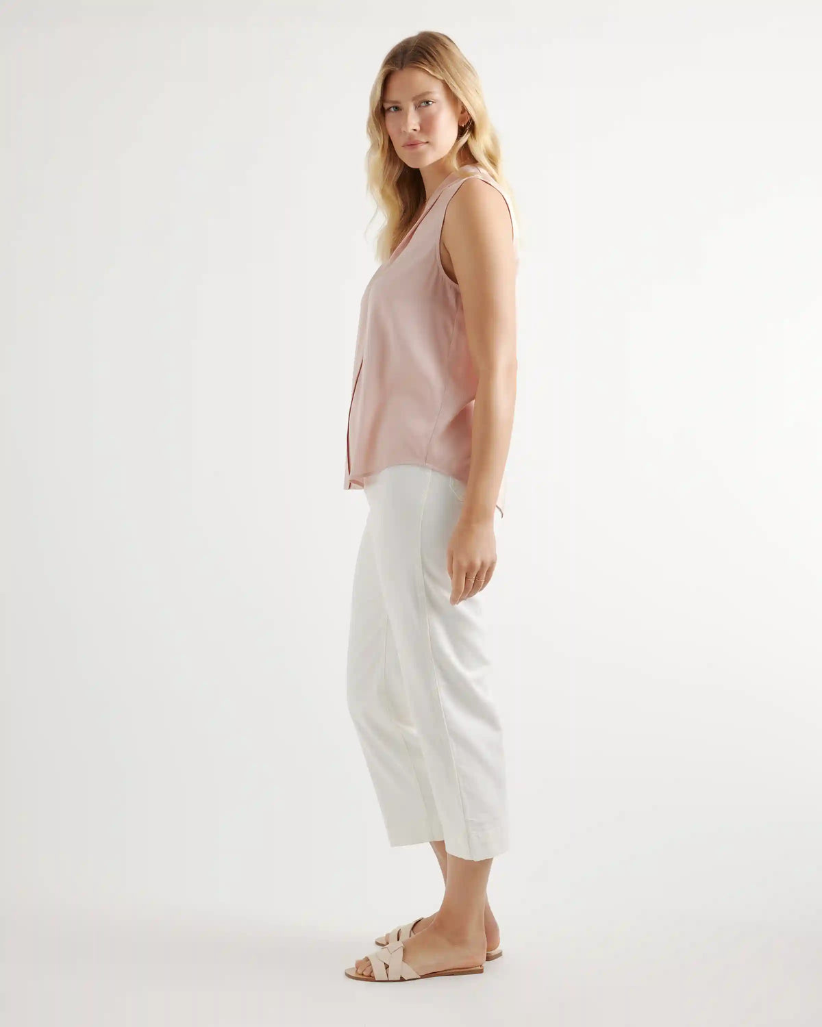 Washable Stretch Silk Sleeveless Blouse