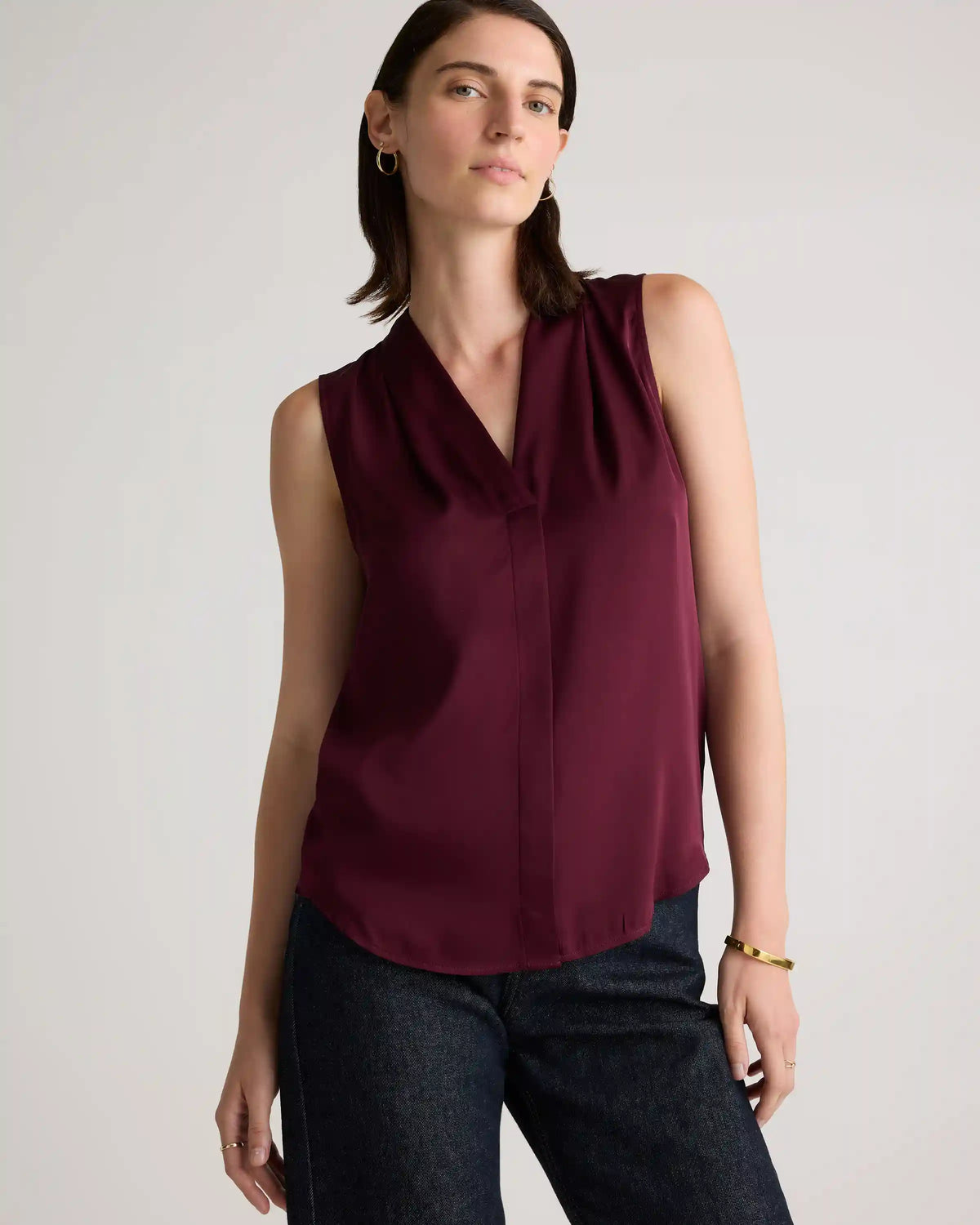 Washable Stretch Silk Sleeveless Blouse